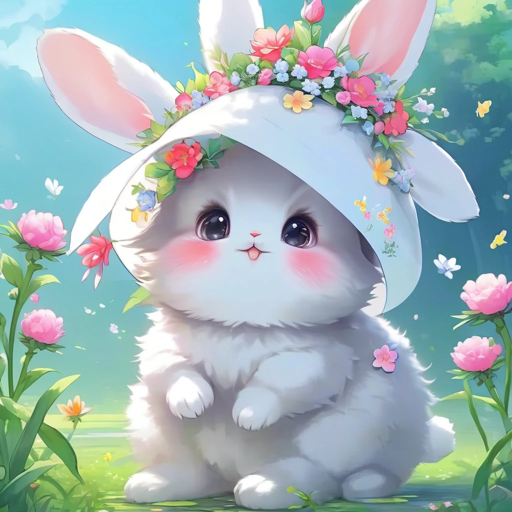有两只cute的小rabbit,Wearing flowers on the head, Ahhh, 😃😀😄☺🙃😉😗, ❤🔥🍄🌪, Wow, cute的数字艺术, cute, 最cute的, cute又cute, 太cute了, rabbit, 🎀 🗡 🍓 🧚, OMG, cute的拟人化rabbit, cute cute, cute