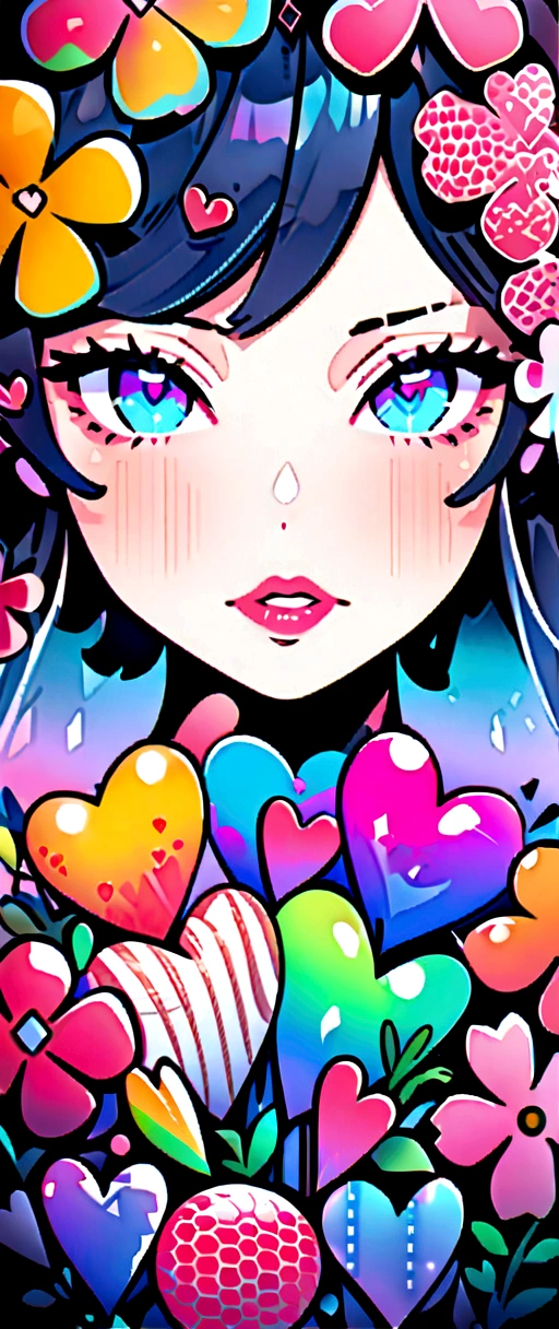 Ekwekure Style、(((stylishなファッション))), 8K quality、Natural watercolor, detailedな水彩アート, Watercolor splash, Surreal, Avant-garde pop art, Beautiful and expressive paintings, Beautiful artwork illustration, Natural tones, wonderful, Cool Beauty, Highest quality、Official Art, Vector art, stylish design, (((The most beautiful girl))), (((Highest quality))), High resolution, ((detailed)), (((Doodle Art)), ((masterpiece)), ((Super detailed)), (((Colorful flowers))), Colorful Hearts, (((stylish))), Lips in Love