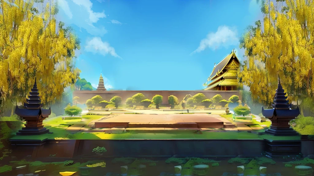 gold elephant and thailand temple