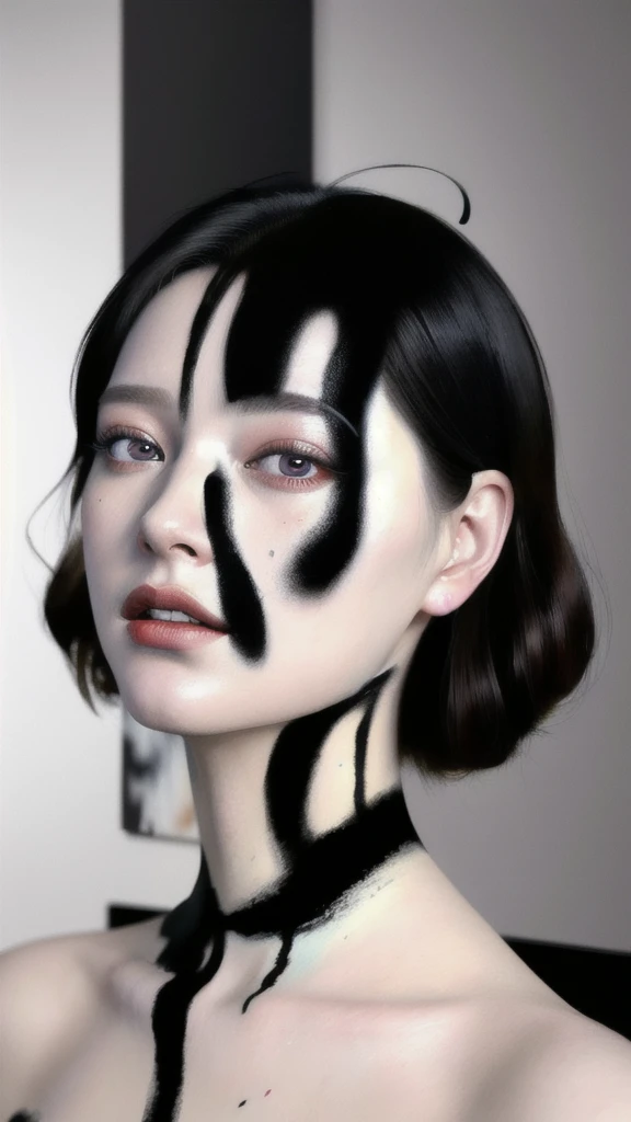 Android Beauty, Powerful paintings inspired by Francis Bacon, Ultra-realistic surrealism, Hyperrealism, fear, art, hyper real painting, Realistic illustration painting, カラフルなHyperrealism, Hyper-realistic digital art