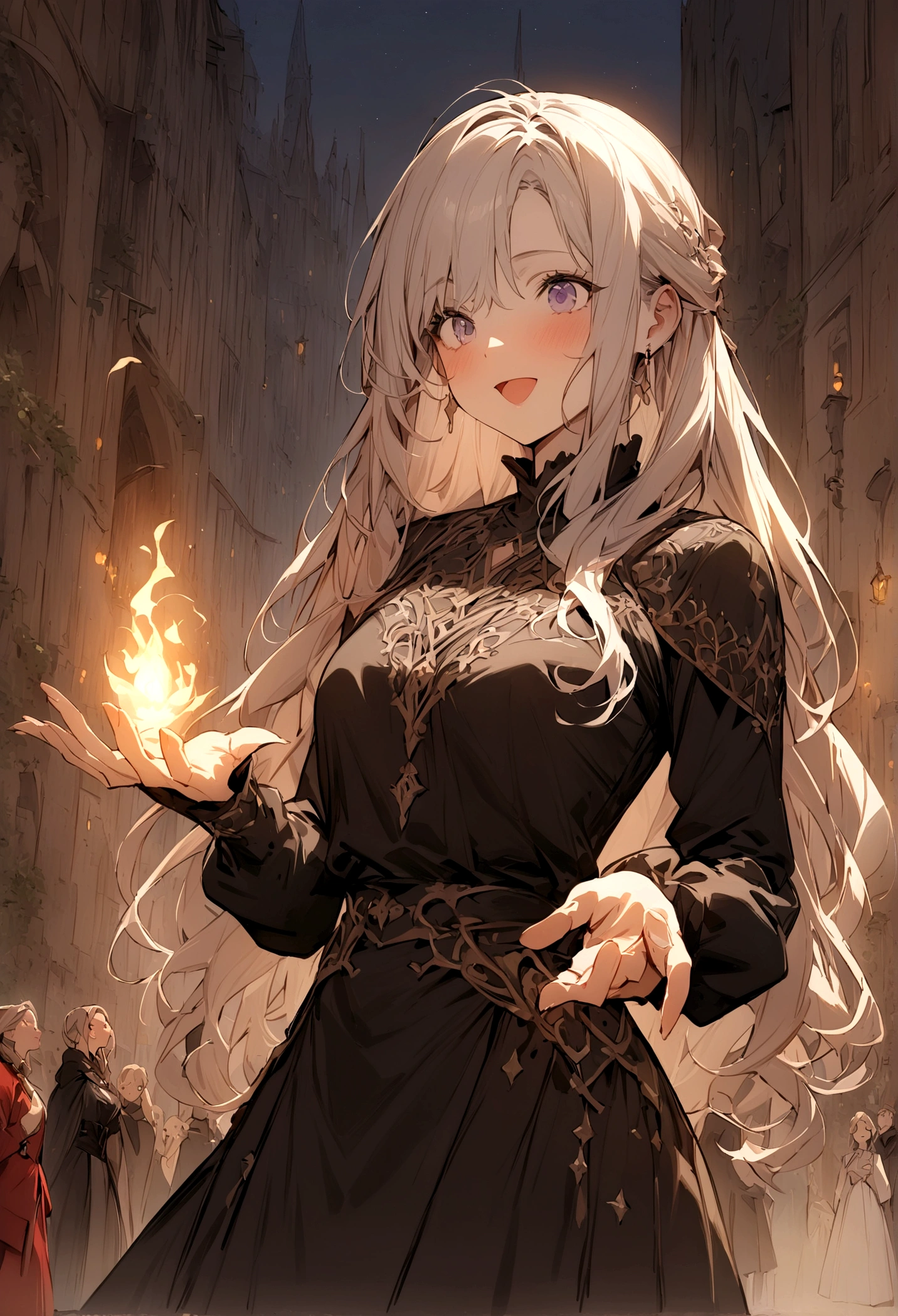 (masterpiece:1.4), (Best quality:1.4), (high resolution:1.4), , Anna's Arendelle, , surprise, Long hair, , Looking at the audience,, black tunic,outdoor,