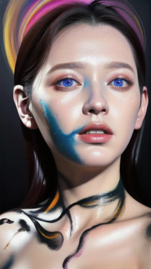 Android Beauty, Powerful paintings inspired by Francis Bacon, Ultra-realistic surrealism, Hyperrealism, fear, art, hyper real painting, Realistic illustration painting, カラフルなHyperrealism, Hyper-realistic digital art