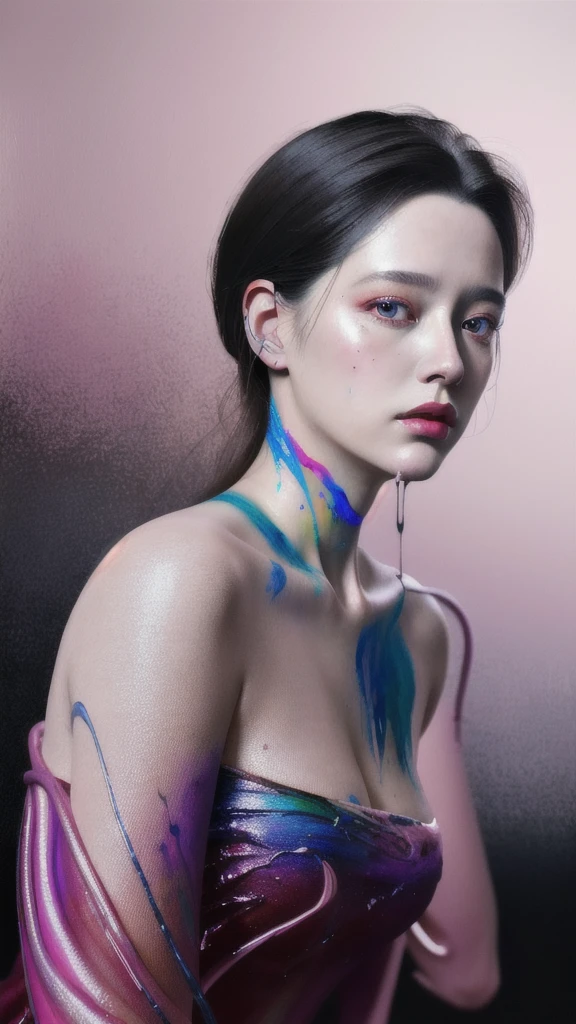 Android Beauty, Powerful paintings inspired by Francis Bacon, Ultra-realistic surrealism, Hyperrealism, fear, art, hyper real painting, Realistic illustration painting, カラフルなHyperrealism, Hyper-realistic digital art