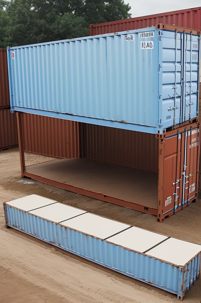 Create a top plan of a 20-foot container, write down its measurements