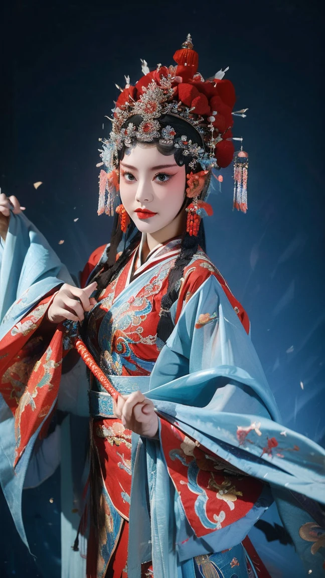 masterpiece, best quality, masterpiece, best quality, 1 Girl, Flowing costumes,Maximum chest,Peking Opera,Qibi