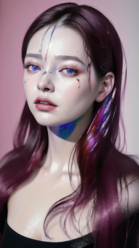 Android Beauty, Powerful paintings inspired by Francis Bacon, Ultra-realistic surrealism, Hyperrealism, fear, art, hyper real painting, Realistic illustration painting, カラフルなHyperrealism, Hyper-realistic digital art