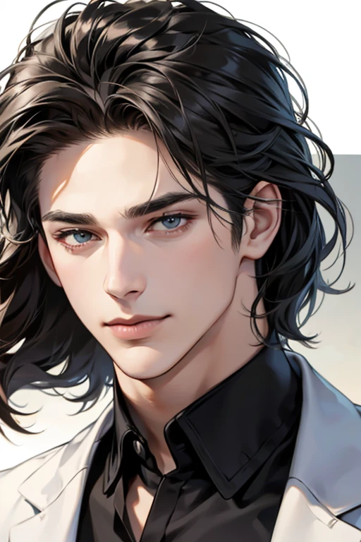 (best quality,4k,8k,highres,masterpiece:1.2),ultra-detailed,(realistic,photorealistic,photo-realistic:1.37),30 year old man,3 day beard,handsome anime,portraits,strong,masculine,dark hair,sharp jawline,mesmerizing eyes,perfectly styled hair,cool anime outfit,confident expression,vibrant colors,dynamic lighting, CEO and expression smile in love.