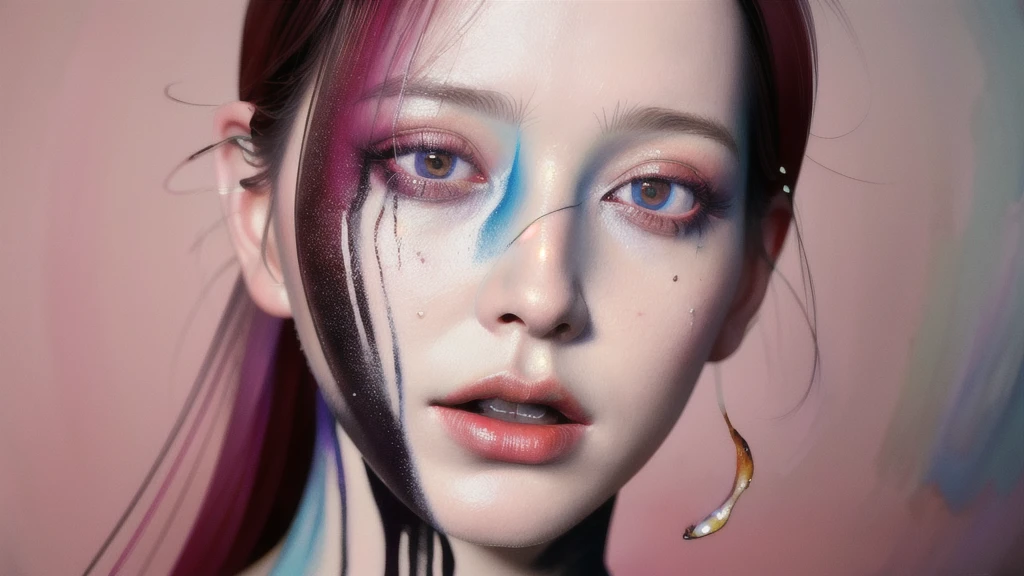 Android Beauty, Powerful paintings inspired by Francis Bacon, Ultra-realistic surrealism, Hyperrealism, fear, art, hyper real painting, Realistic illustration painting, カラフルなHyperrealism, Hyper-realistic digital art