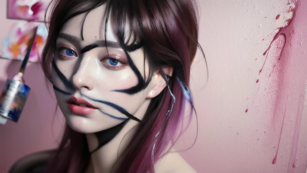 Android Beauty, Powerful paintings inspired by Francis Bacon, Ultra-realistic surrealism, Hyperrealism, fear, art, hyper real painting, Realistic illustration painting, カラフルなHyperrealism, Hyper-realistic digital art