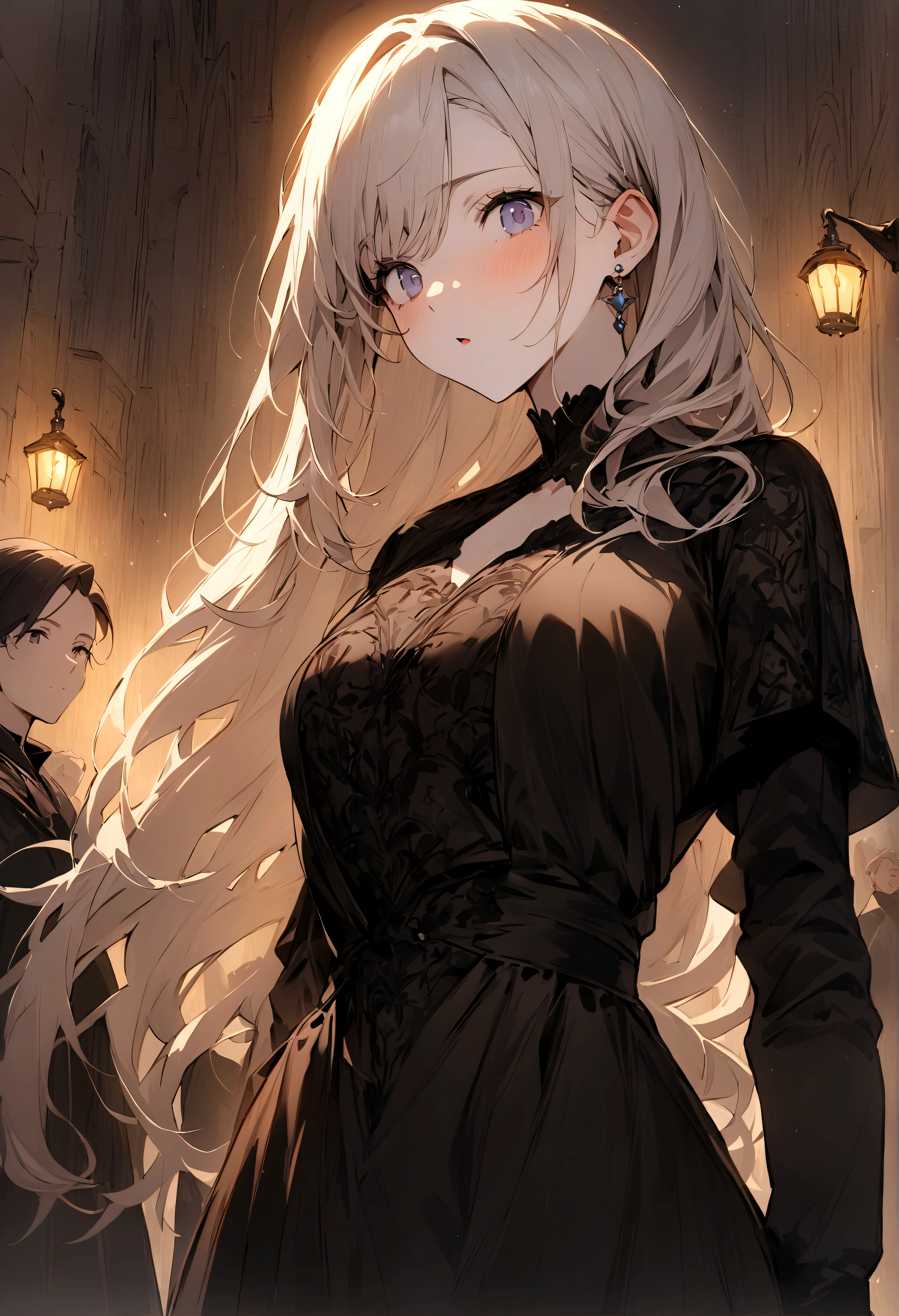 (masterpiece:1.4), (Best quality:1.4), (high resolution:1.4), , Anna's Arendelle, , surprise, Long hair, , Looking at the audience,, black tunic,outdoor,