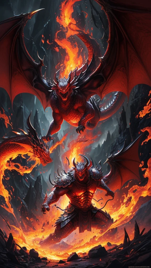 (best quality,16k,32k,highres,masterpiece:1.2),ultra-detailed,(realistic,photorealistic,photo-realistic:1.37),(The ultimate Orochi dragon) glowing red eyes realistic fire background of totally destroyed mountain alone looking at the camera serious expression.