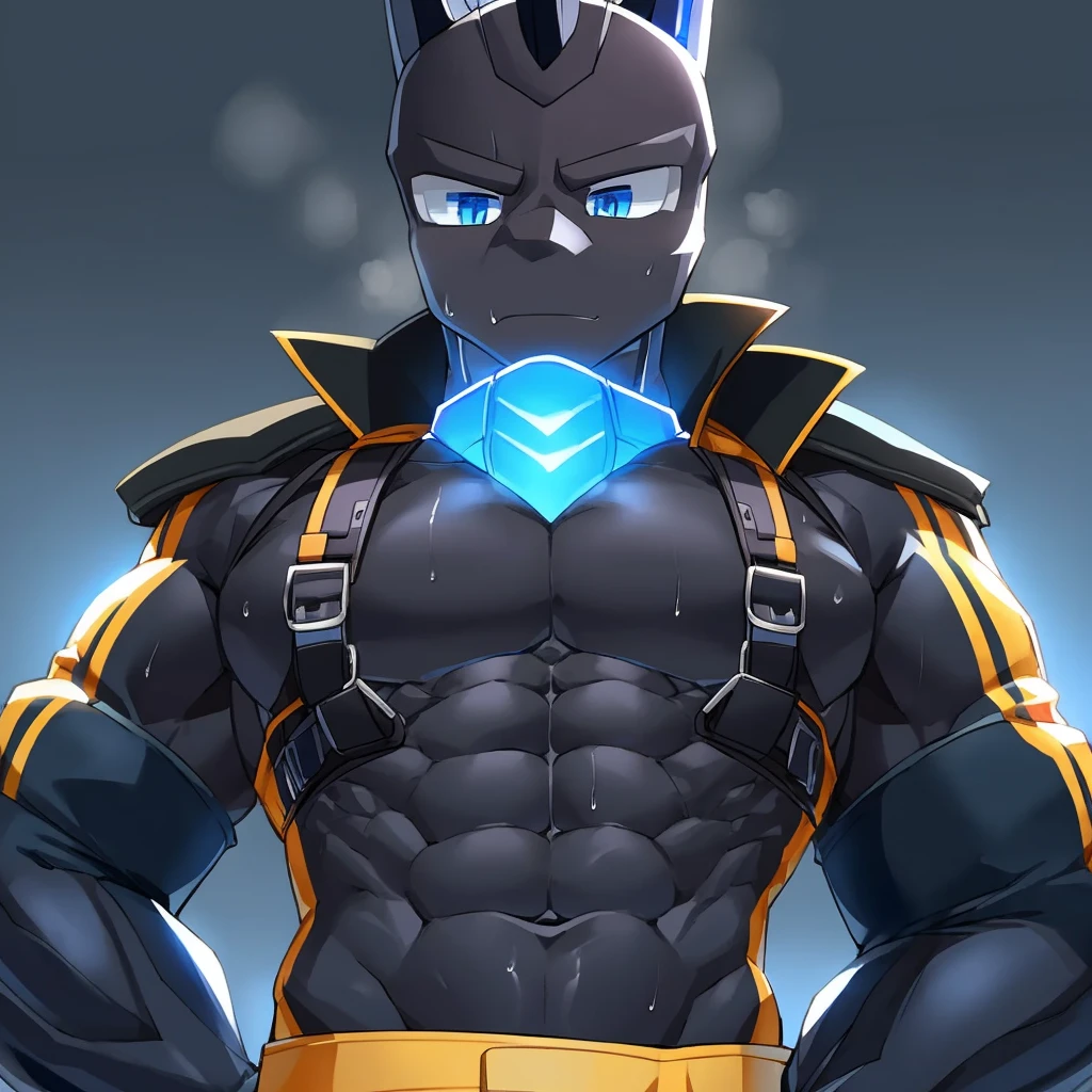 Thin macho western black dragon abs Hollow abs body suit thick arms chest rig 、sweaty skin glow profile Wearily short of breath Chemo shota
have a blue eyes Tired look jacket