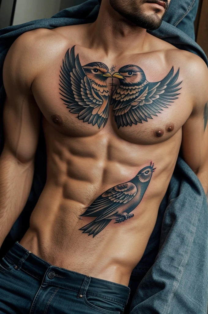 Male tattoo of 3 birds