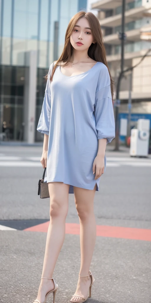 mix4, 20d, solo, long_hair, shirt, dress, high_heels,full_body, look_at_viewer, (8k, RAW photo, best quality, masterpiece:1.2), (realistic, photo-realistic:1.37), professional lighting, photon mapping, radiosity, physically-based rendering,