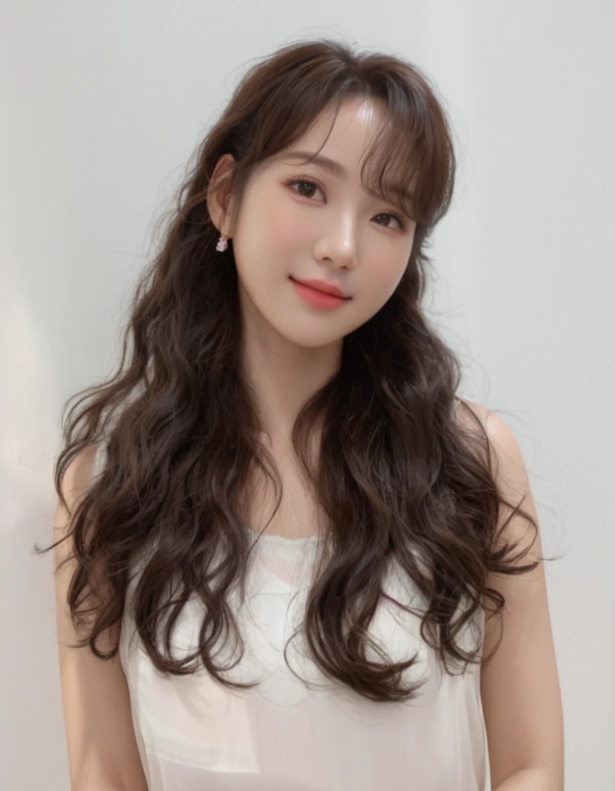 Best Quality, 8k, Masterpiece, (Portrait: 1.3), (photo realistic:1.4), (hyper realistic:1.4), Sharp Focus, looking at viewer, (smoother lighting:1.1), (increase cinematic lighting quality:0.9), realistic lighting, backlighting, light on face, ray trace, (brightening light:1.2), (Increase quality:1.4), sharp detail, (best quality real texture skin:1.4), finely detailed eyes, black_eyes, finely detailed face, 25 year old Korean woman,smiling_face