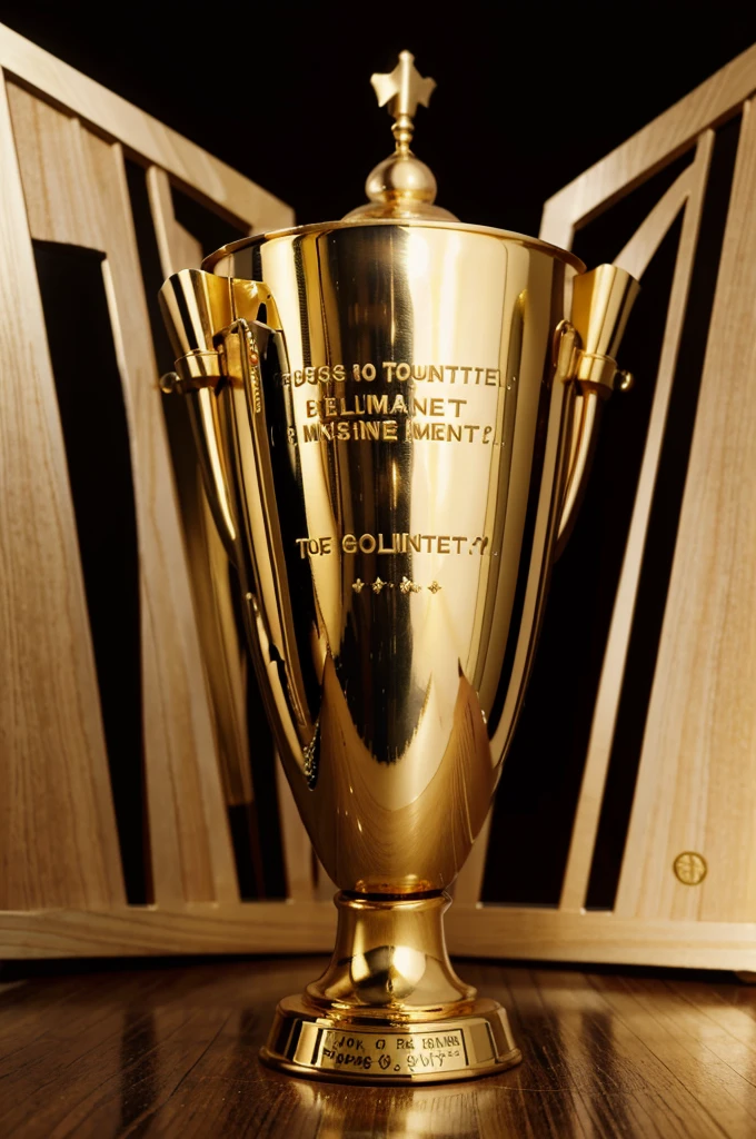a large gold trophy with the words "t place winner, smartest at joking".