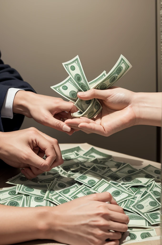 An image of a hand holding a lot of money