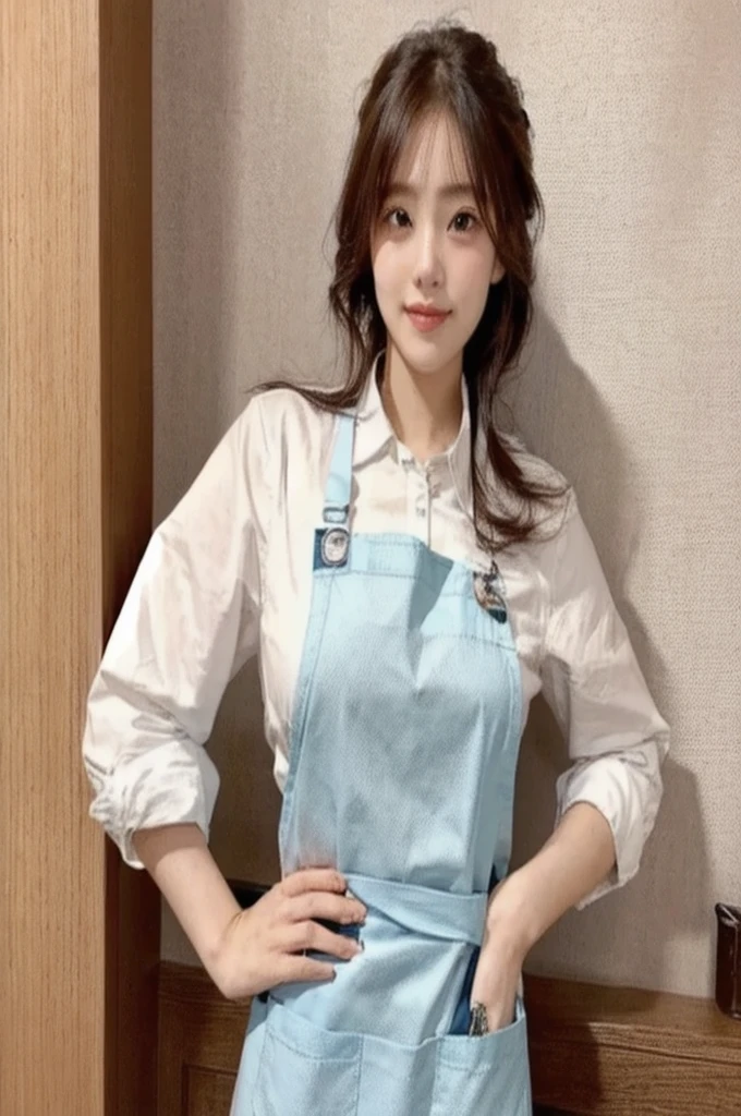 Positive female,Put your hands on your waist,Positive women,red apron