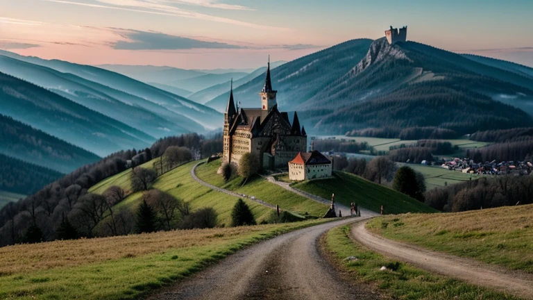 The day Jonathan Harker arrived at Count Dracula's castle was a day bathed in the twilight glow of the Carpathian Mountains. The journey from Bistritz had been long and arduous, traversing a landscape that seemed to grow more forbidding with each mile. The villagers’ whispered warnings about the castle and its occupant lingered in his mind, but Harker, resolute in his purpose, paid little heed to their superstitions. (Horror of dracula)