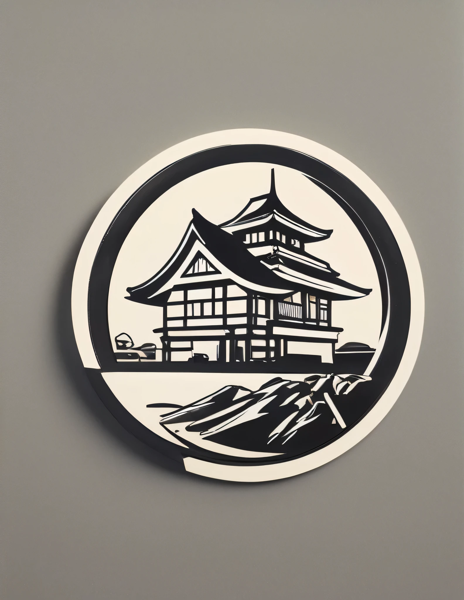 The cool emblem of the construction company YOROZU HOME,
Monotone slightly Japanese-style house-like taste
Make sure to insert the letter "YOROZU HOME" somewhere on the emblem
The background is white