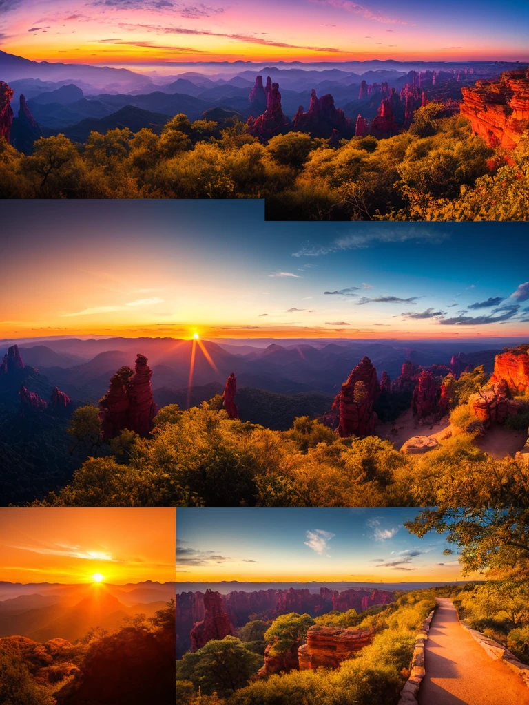 Sunset, evening glow, distant view, realistic, rich colors, gorgeous and colorful, wide-angle lens, shooting in the evening, positive film, naturalistic style, high-definition filming.