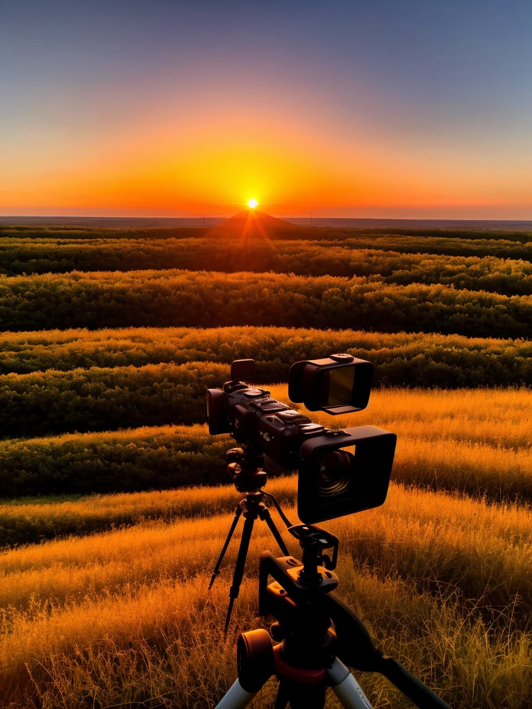 Sunset, evening glow, distant view, realistic, rich colors, gorgeous and colorful, wide-angle lens, shooting in the evening, positive film, naturalistic style, high-definition filming.