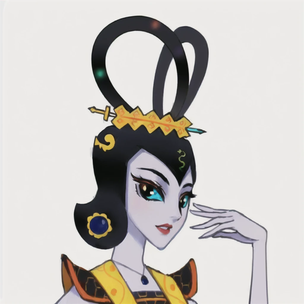 Cartoon picture of a woman wearing a crown, Beautiful fantasy queen, Simple Futuristic Queen, Alien Princess, Onmyoji Portrait, Goddess Artemis smiled, Artificial Intelligence Princess, Frisca wins, Queen of the Sea Mu Yanling, ((Beautiful fantasy queen)), Chinese Queen, Inspired by Pu Hua