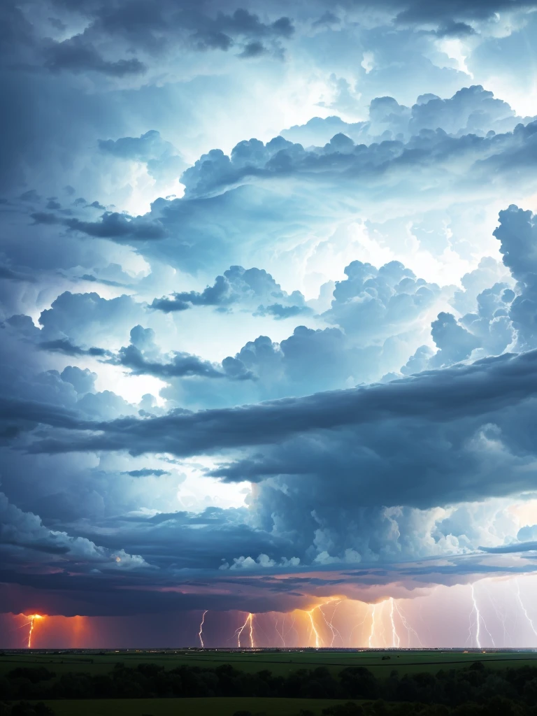 severe thunderstorm advancing in the afternoon in the Midwest.