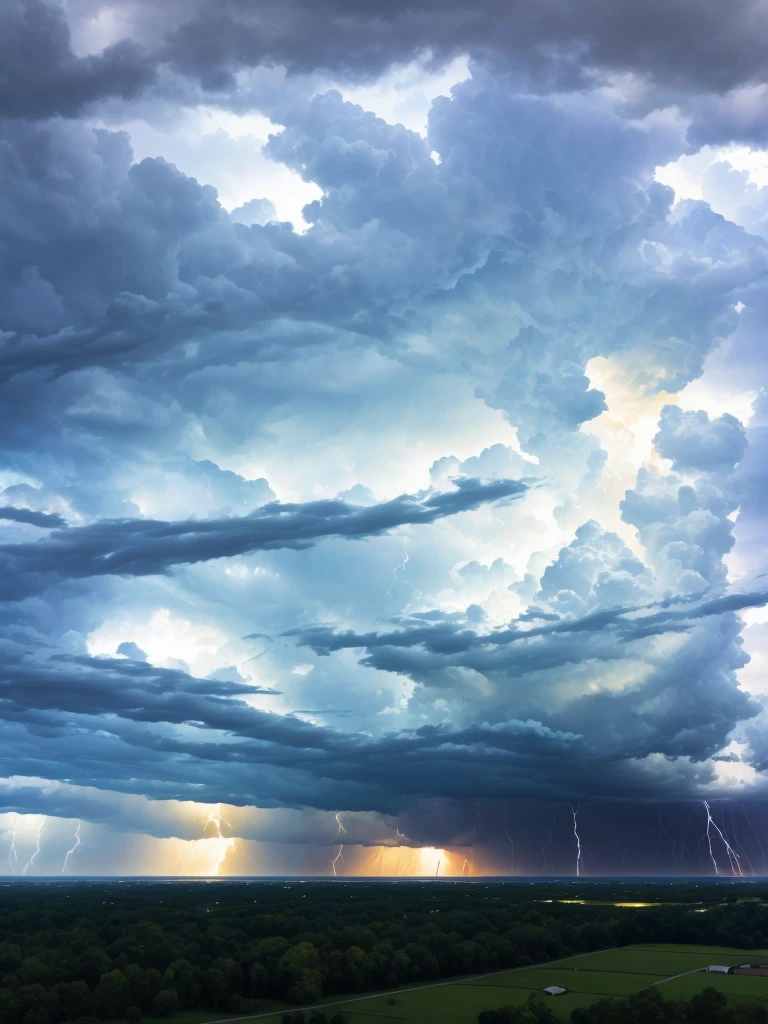 severe thunderstorm advancing in the afternoon in the Midwest.