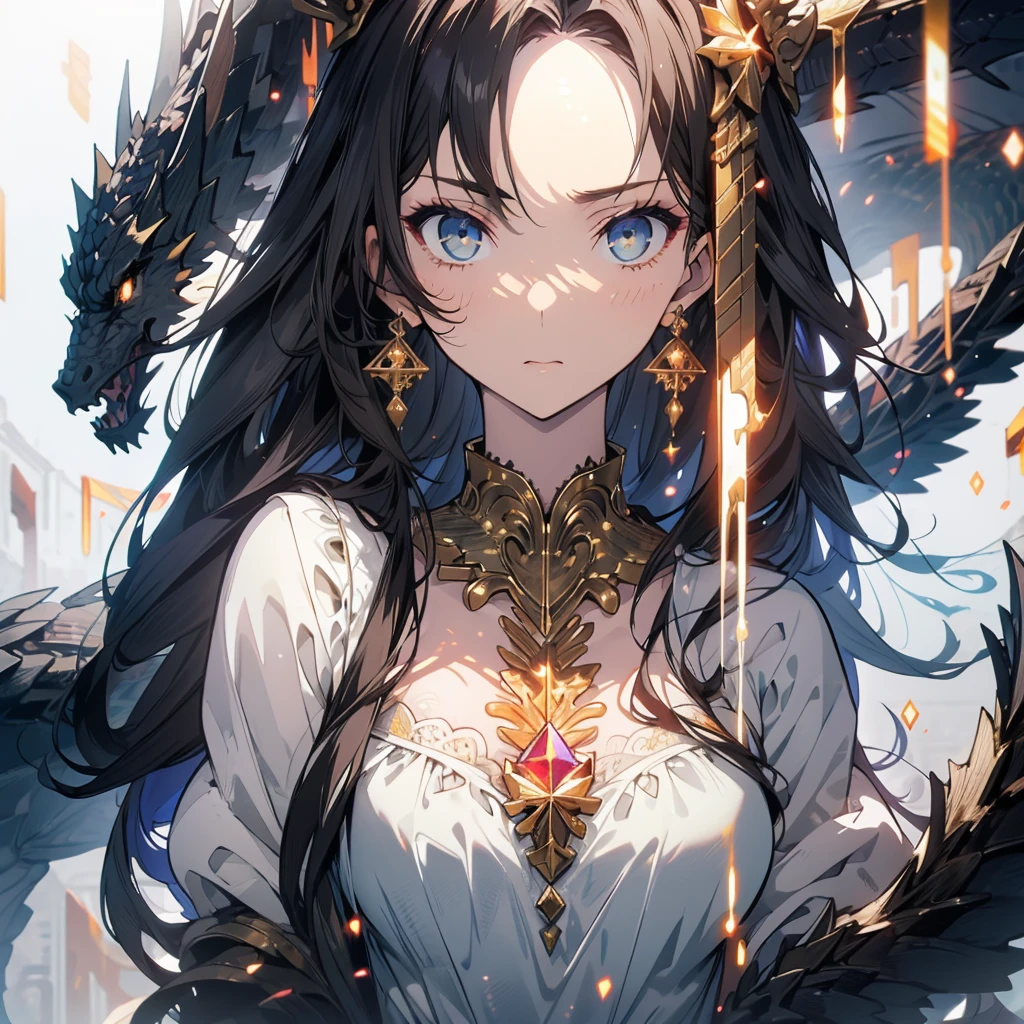 ((masterpiece, best quality)), Delicate face,Dragon Girl,Kaneko,Gold Mine,Gold jewelry,dark Knight,Dark Gem,whole body,Standing picture,Long legs,Large Breasts,Gradient long wavy hair,Perfect body proportions,Beautiful black eyes,Extremely beautiful,transparent, Pure white background,Big Dark Day,cloud,Sexy Lingerie,Lace