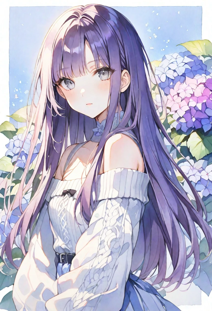 NSFW,masterpiece,Highest quality,High resolution,Super detailed,Fern\(Funeral of Frieren\),Purple eyes,Purple Hair,Long Hair,Fantasy,(Magical girl),Frill dress,Off the shoulder,mini skirt,brooch,gem,blush,bustling street,From below