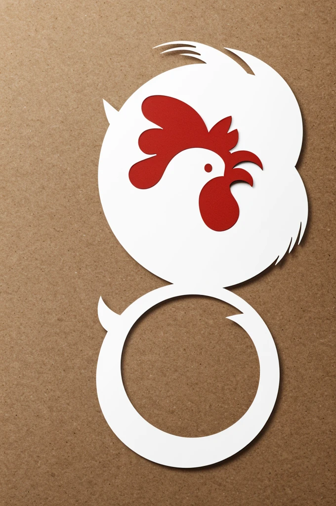 Create a minimalist logo about a scientific rooster that creates a wormhole and has a little nod to a cat. Make it a minimalist logo that says “Chicken food for cats.”