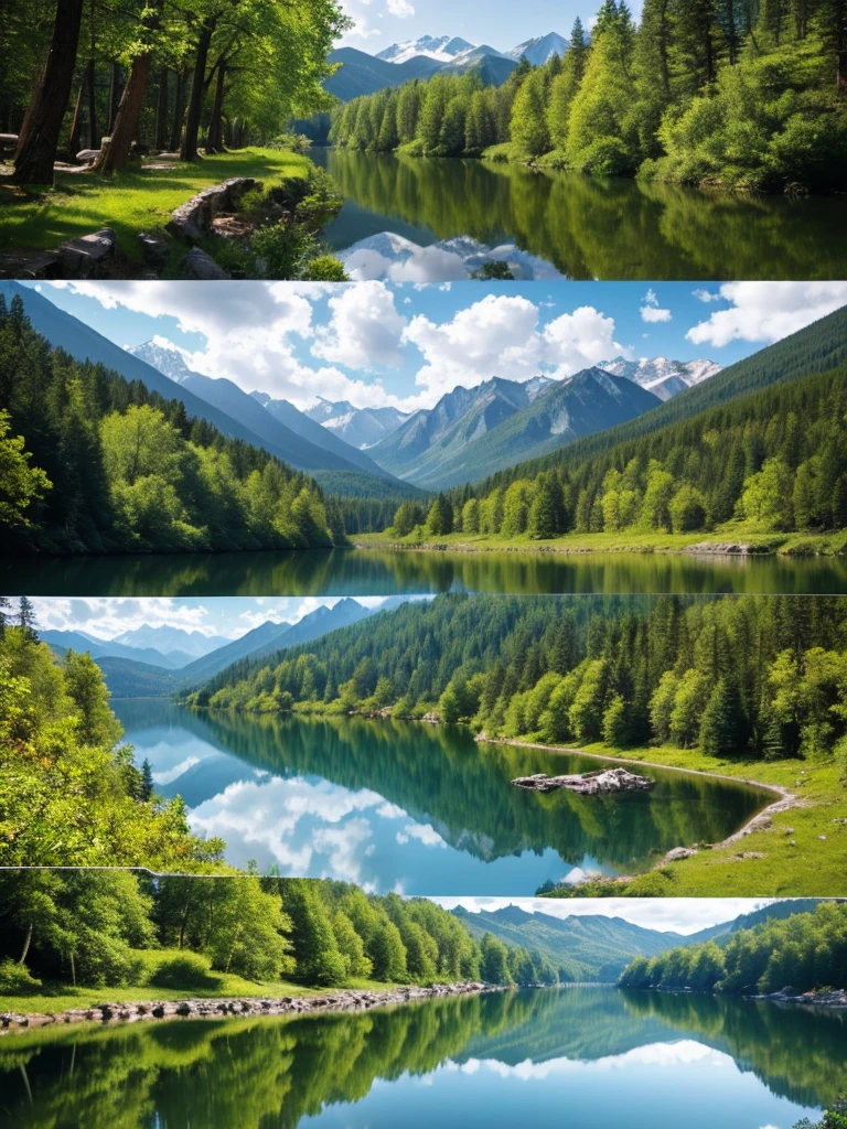  shows various views such as forests, mountains, and lakes.)