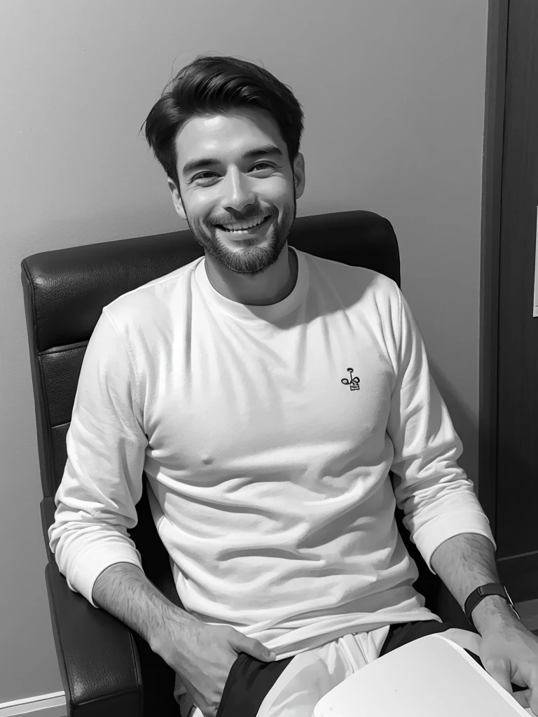 The man smiled and looked more relaxed after the therapy session.