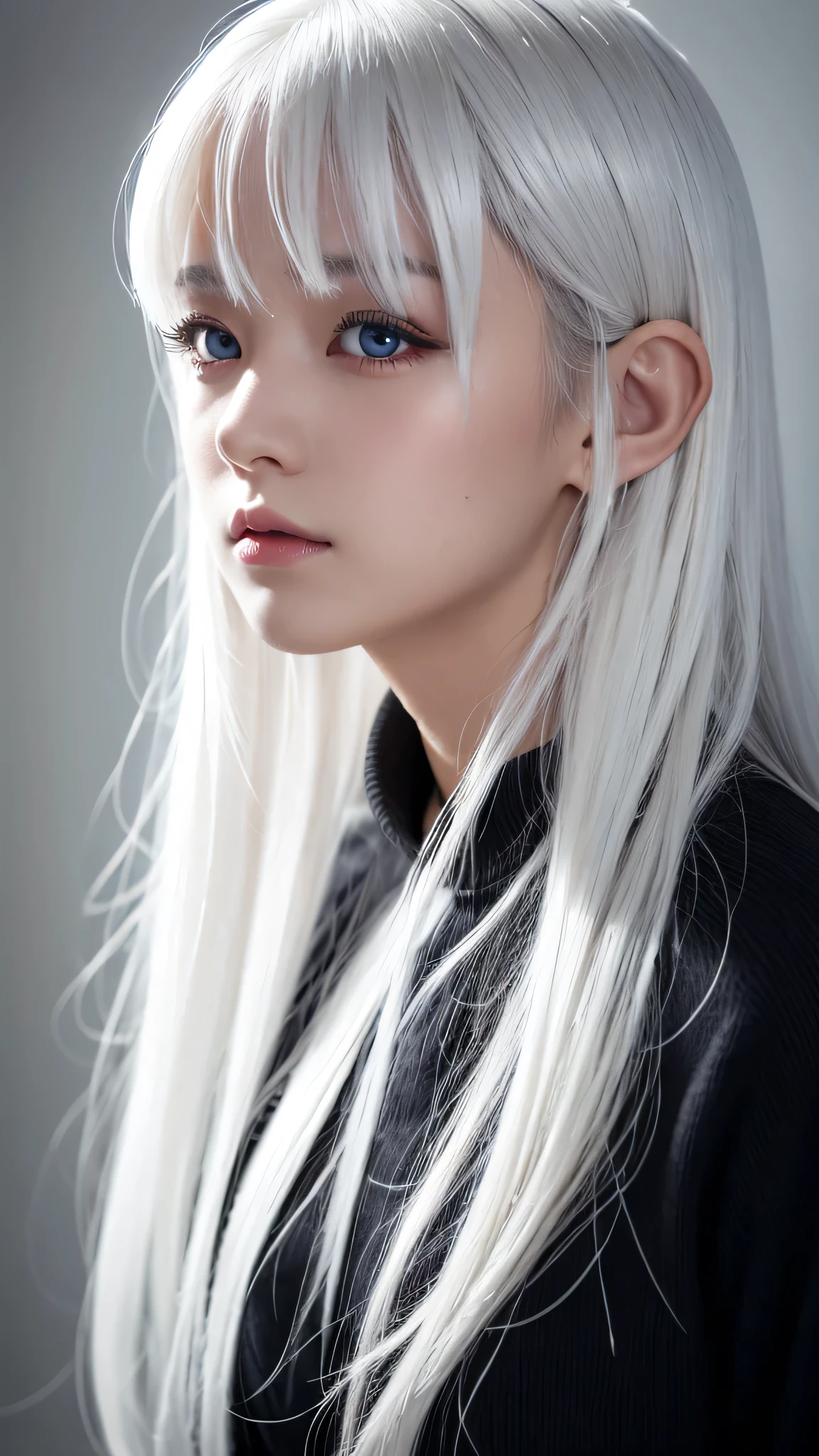 White Hair、Dark Eyes、Girl