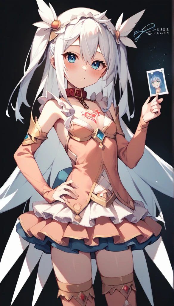 score_9, score_8_above, score_7_above,
eris,1 girl,alone,Blue eyes,for white,hair between the eyes, very long hair, clavicle, alone,long sleeves,wearing a magical dress,Wear a dog collar, bedroom, Naughty belly tattoo, the pregnancy, slave 