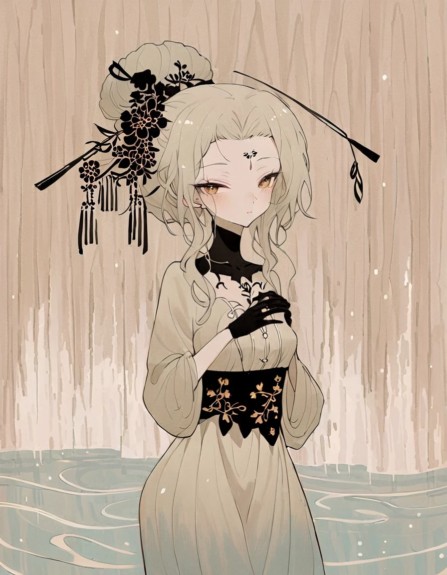 Wu Guanzhong,(Xi Tzu, a beautiful woman from the Spring and Autumn Period of China, washing her clothes by the river:0.13),Xi Tzu,Her figure is slim and elegant,Especially the waist is thin and soft,Gives people a feeling of tenderness and water,Skin as white as snow,Exquisite facial features,Especially the eyes are bright and full of vitality。Her face shape is usually oval, Wu Guanzhong combines Chinese and Western,His oil paintings are very fresh、bright,Full of national characteristics and lyrical meaning。Later, he devoted himself to the innovation of ink painting.,His paintings are somewhere between figuration and abstraction,Precautions、The rhythm of blending lines and ink blocks,With strong artistic personality and modern flavor。