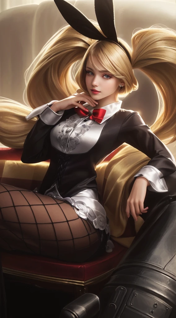 a realistic young girl with long blonde hair sitting on a sofa, beautiful detailed eyes, beautiful detailed lips, extremely detailed eyes and face, long eyelashes, realistic skin, intricate hairstyle, elegant dress, photorealistic, 8k, detailed background, soft lighting, ambient occlusion, cinematic composition, warm color tones