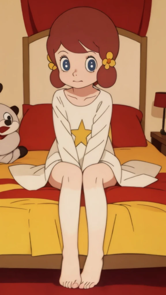 masterpiece, best quality, solo, 1girl,
chappy,、Sit on the bed、Spread your legs、Knees up、With legs spread、Completely naked、All Nude、Very embarrassed look、