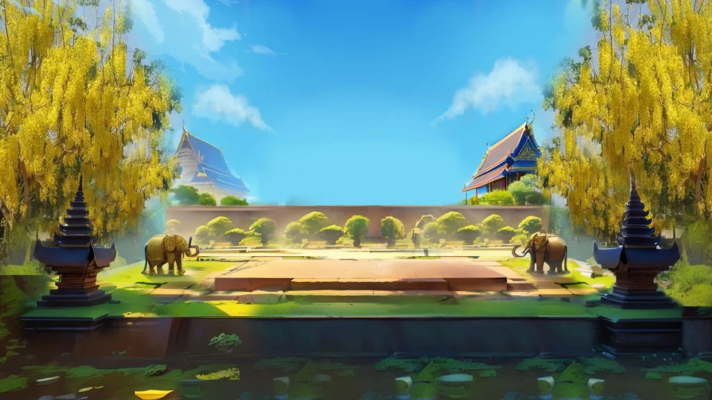 gold elephant and thailand temple