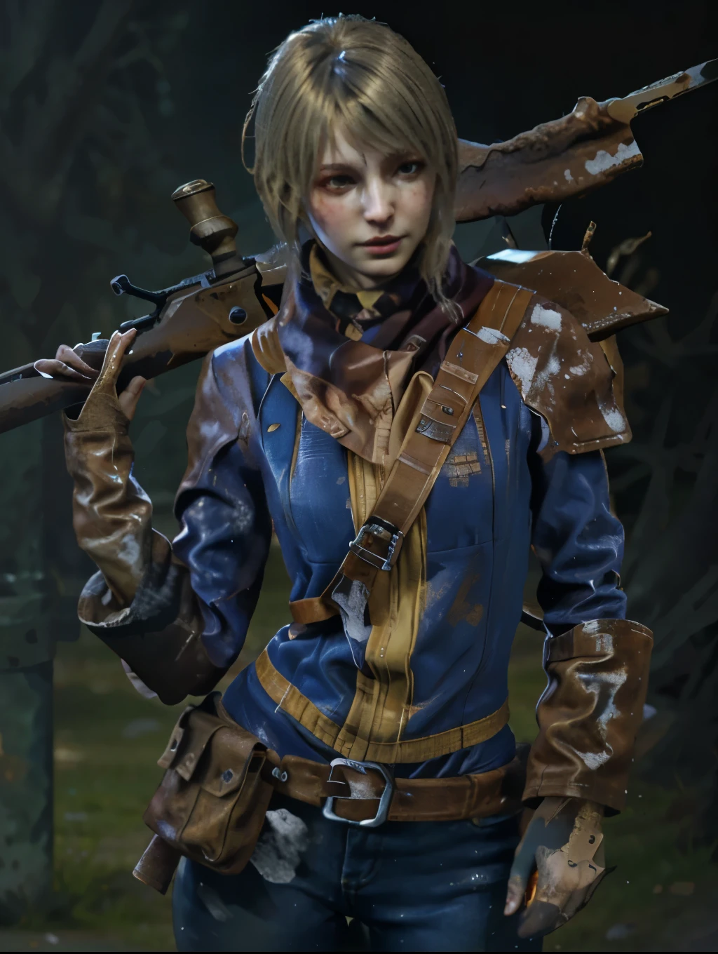 ((ultra detaild, work of art, best qualityer))
re4ashley, 1 girl, standing alone, hair blonde, in a winter wonderland, cowboy shot, winter clothing, ssmile