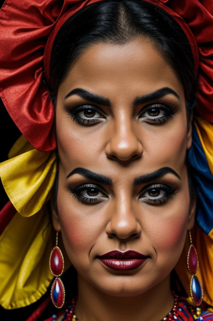 Very realistic Chicana clown woman face in high quality and a lot of detail and high contrasts