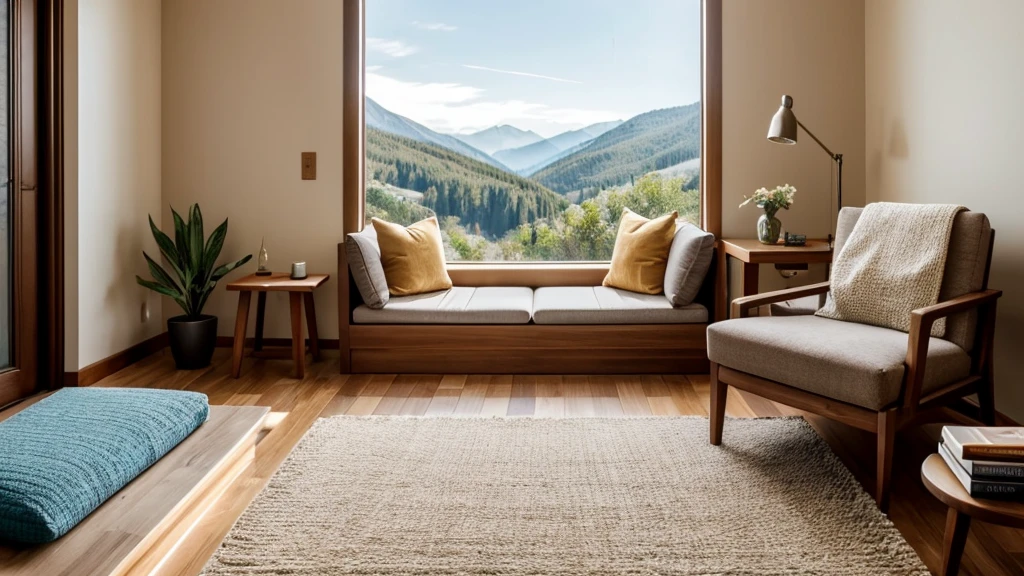 A cozy reading nook with a comfortable armchair bathed in warm, natural light from a nearby window. On a small wooden table next to the chair, there's a smartphone displaying the Audible app interface. The screen shows a book cover and playback controls, indicating the app in use.  The focus is on the smartphone and the serene environment, suggesting a peaceful and enjoyable reading experience with the Audible app.  emphasizing the comfort and pleasure of listening to audiobooks in a cozy setting. Ultra Realistic, show smartphone screen with cover of an audio book