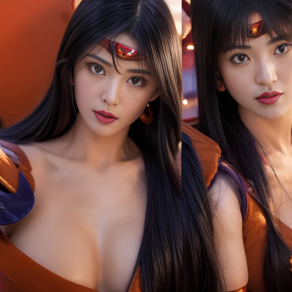 Highest quality,masterpiece,Very detailed, 8K,Beautiful Japan woman at 26 years old:1.5, Small face, blunt bangs, (Detailed red Sailor Mars costume:1.5), Breast Augmentation Surgery, Very detailedな臭い脇の下、 Dynamic Angle