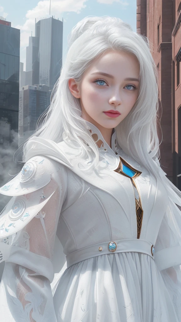 (1 girl:1.3), Alone, (((Very detailed face)))), ((Very detailed eyes and face.)))), beautifuls detalles ojos, body parts__, Official Art, unified 8k wallpaper, super detailed, beautiful and beautiful, beautiful, Masterpiece, Best Quality, Original, Masterpiece, super fine photo, Best Quality, super high resolution, realistic realism, sunlight, Full length portrait, extraordinary beauty, dynamic pose, delicate face, vibrant eyes, (FROM THE FRONT), He wears a Spider-Man suit., red and black color scheme, spider, fondo muy detallado del Ceiling de la ciudad, Ceiling, with city views, detailed face, detailed complex busy background, disordered, gorgeous, milky white, very detailed skin, realistic skin details, visible pores, clear focus, volumetric fog, 8k hd, DSLR, high quality, film grain, White skin, photographic realism, lomography, Futuristic dystopian megalopolis, translucent, eyes looking at the camera, Big , short hair,white hair ,full body,mecha,cyborg,robotic,long hair 