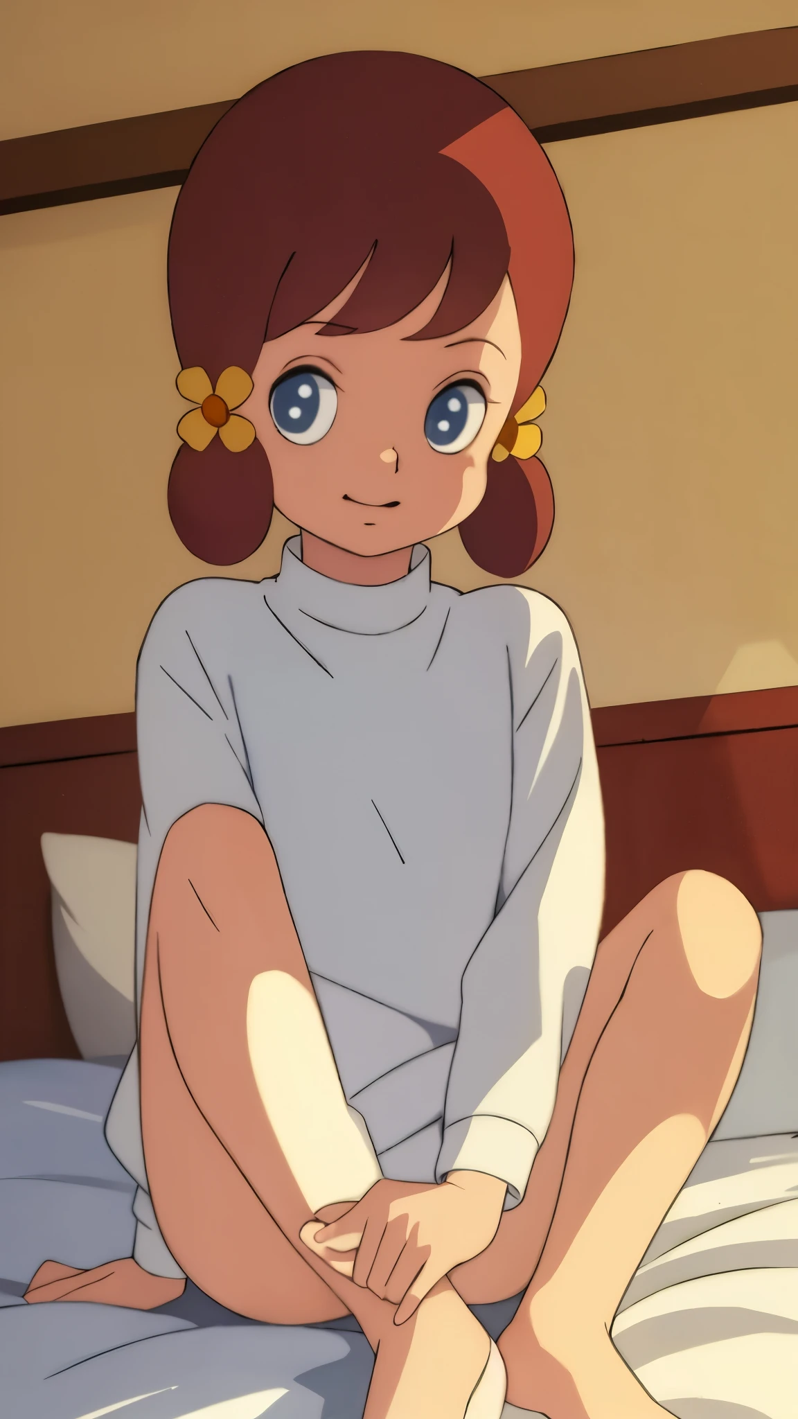 masterpiece, best quality, solo, 1girl,
chappy,、Sit on the bed、Spread your legs、Knees up、With legs spread、Completely naked、All Nude、Very embarrassed look、手を後ろに回す、服は着ていない、