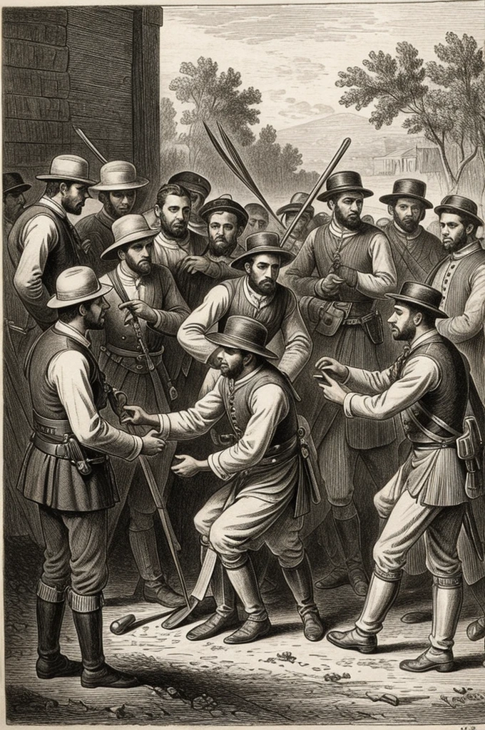 A drawing of the capture of some slaves 