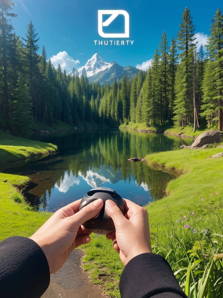 create a VR Experience Therapy Logo with a nature scene background