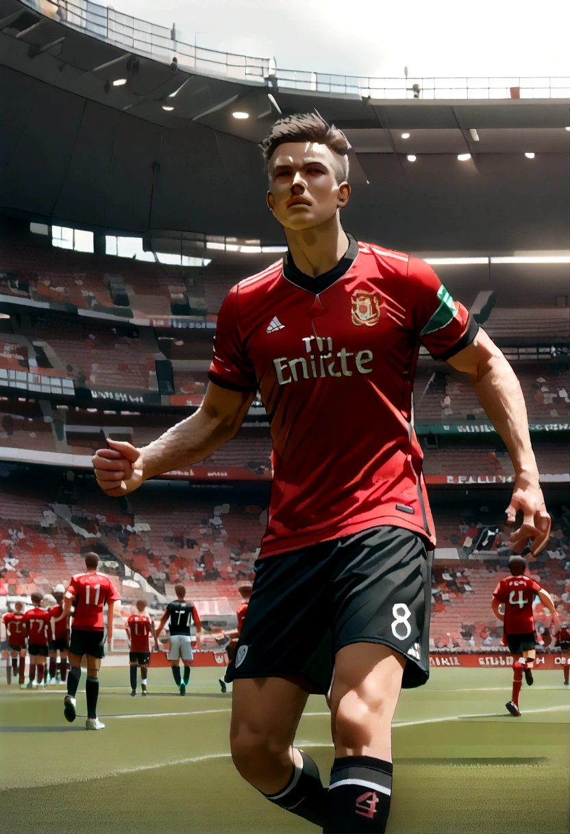 One bit height is 1.A 12-year-old Chinese boy of 75 meters,Wearing the number 7 shirt of the Portuguese national football team,Wearing the number 7 shirt of the Portuguese national football team,Wearing the number 7 shirt of the Portuguese national football team,Use snapshots to capture the moment when the ager plays the soccer league,Use snapshots to capture the moment when the teen plays the soccer league,Use snapshots to capture the moment when the teenagerys the soccer league,Boy student,The body is compact and sturdy,The background shows players in the distance and the Old Trafford football stadium filled with spectators,Sports full-body photos,fully body photo,fully body photo,Photoreality,photore,tmasterpiece,hentail realism,Photoreality,hight contrast,The photorealistic digital art trend is detailed and realistic in Artstation 8k HD HD, A detailed, skin textures, ultra - detailed, realistic skin textures, best qualtiy, Ultra-high resolution, (Reality:1.4),A detailed, RAW photogr, author:Lee Jeffries Nikon D850 Film Stock Photo 4 Kodaport 400 Camera F1.6 shots, Rich colors, Ultra-realistic realistic textures, Dramatic lighting, unrealengine artstation cinestill 800 trends,