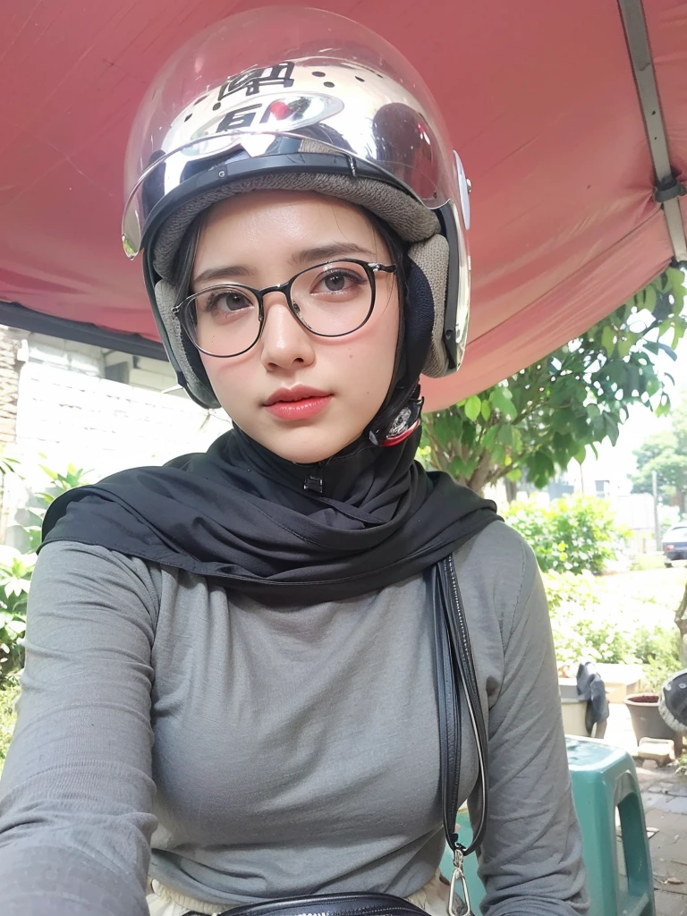 (Best quality, 8k, 32k, Masterpiece, UHD:1.2),Photo of Pretty Japanese hijab woman, large breasts, transparent shirt girl ,face focus,oversized_sweater, necklace, background, from above, looking at viewer, lingering, fetish hijab, hijab star